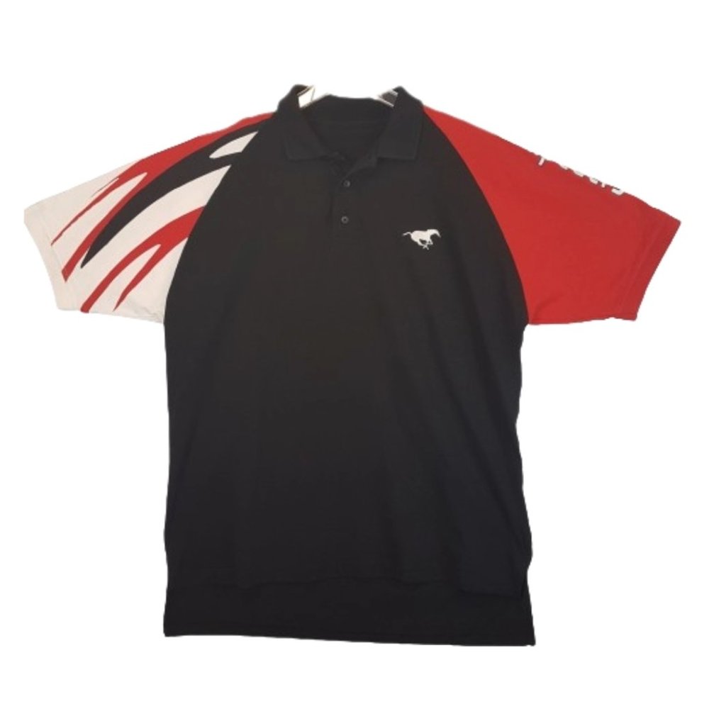 Vintage PUMA Polo Shirt XXL CFL Football Calgary Stampeders Graphic Sleeve Golf